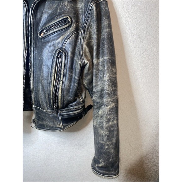 Calugi E Giannelli Leather Jacket Italy Biker Grunge Distressed 50 Pilot Rare - Picture 7 of 16